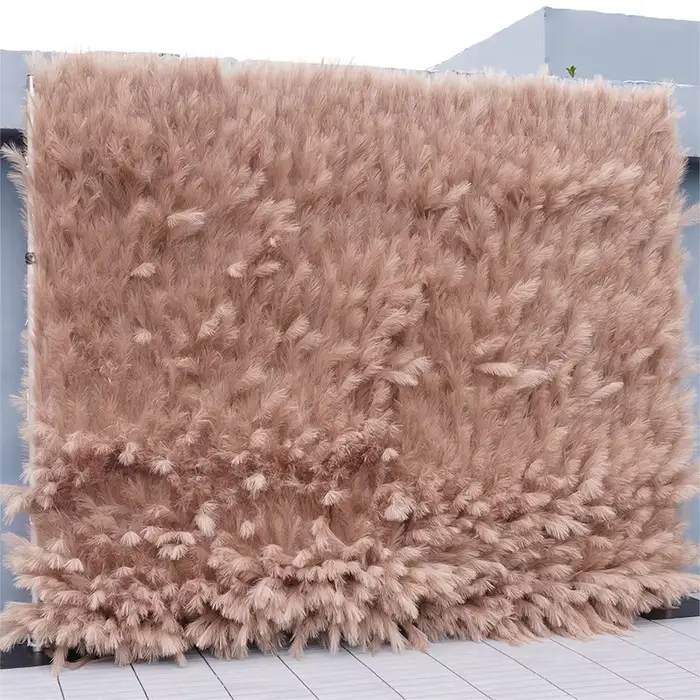 Base en tissu d'herbe de pampa artificielle enroulable rideau mural de fleurs