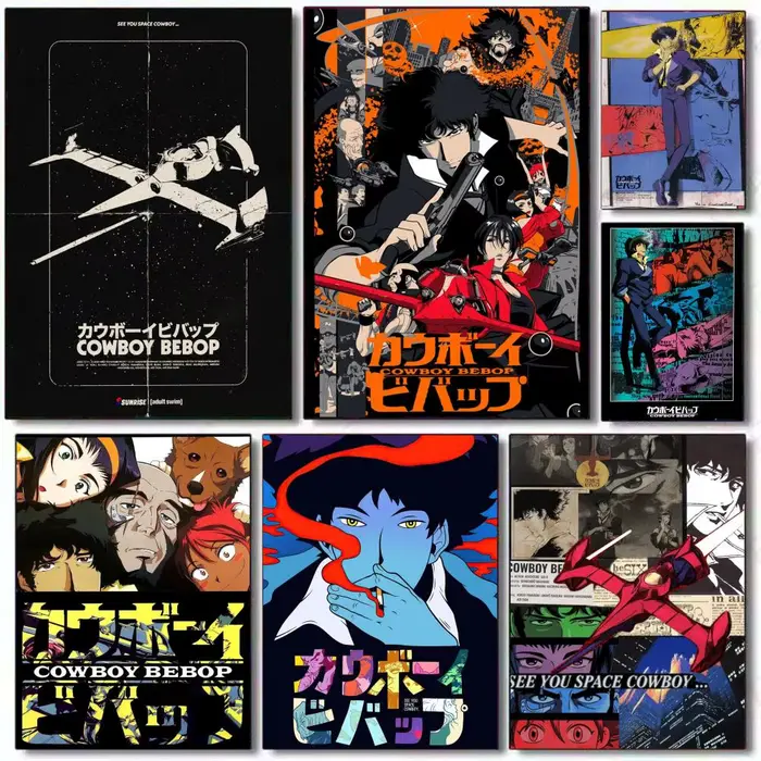 C-Cowboy B-Bebop Anime affiche HD PVC auto-adhésif mur Art-étanche réutilisable pour le bureau à domicile café