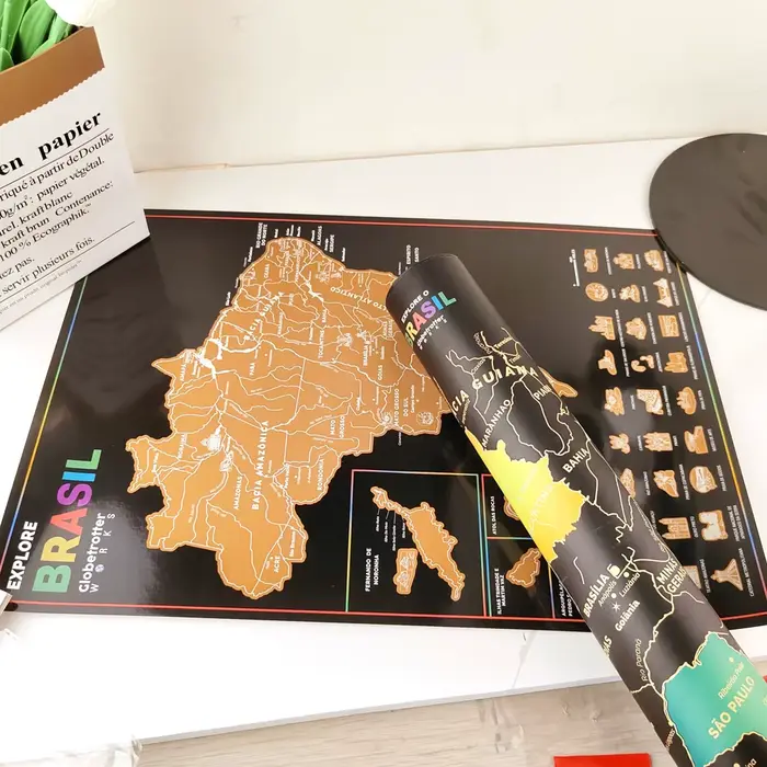 Explorez la carte à gratter du brésil pour cadeau de voyage