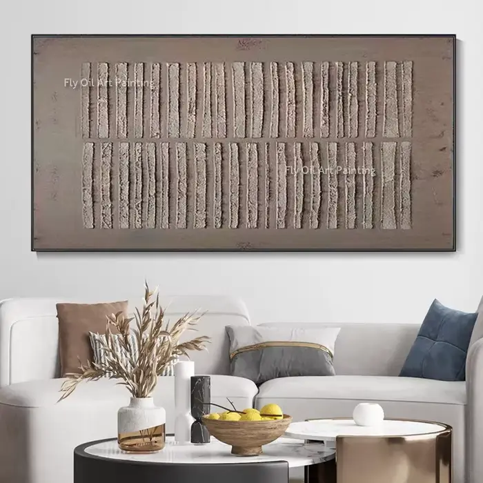 Peinture à l'huile épaisse sur toile, Texture abstraite marron Beige, œuvre d'art Simple faite à la 