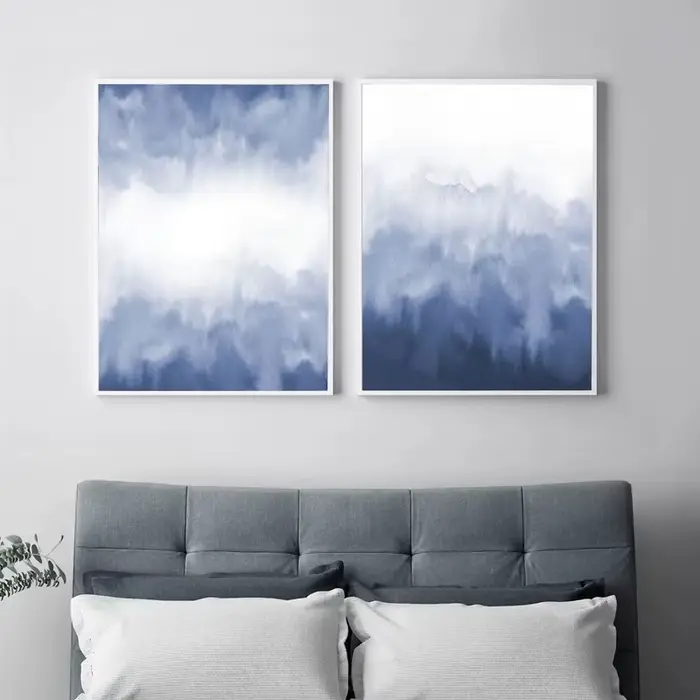 Peinture abstraite avec aquarelle bleue