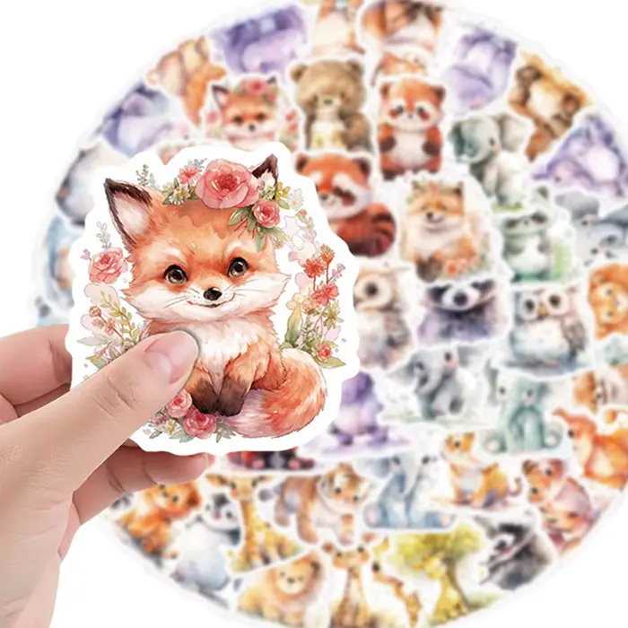Pack de 50 autocollants d’animaux mignons