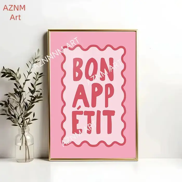 Pâtes Croissant café à la mode manger rose cerise citron figue citation affiche toile peinture impression mur pour cuisine décor Cuadros