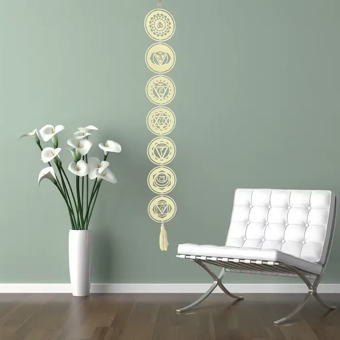 Yoga 7 Chakras bouddhiste Lotus Metatron hexagramme pendentif en bois tapisserie Ojibwe capteur de rêves sorcellerie tenture murale décor