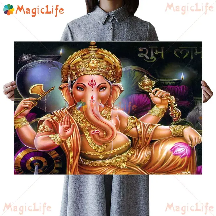 Religions indiennes Ganesha Ganapati, mythologie hindoue, images murales pour affiche de salon, pein
