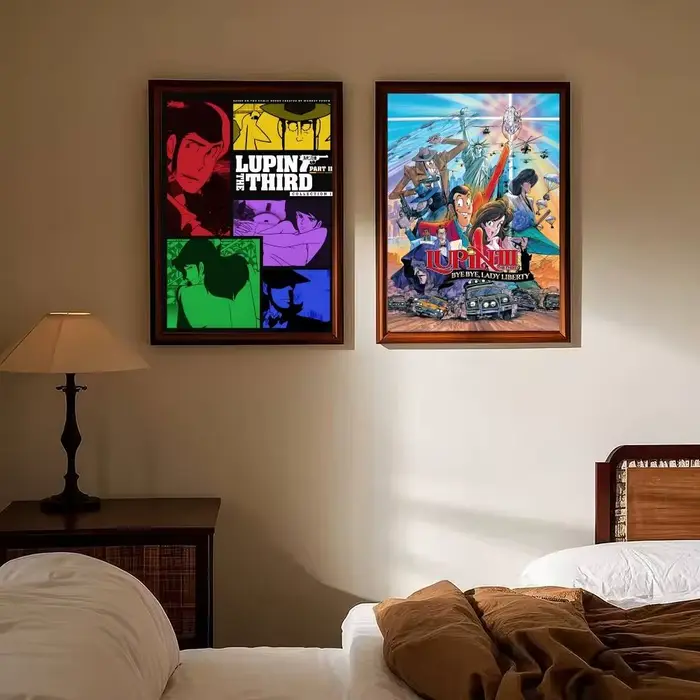 Lupin le troisième et moi Nifushi Manga Amine affiche d'art auto-adhésive autocollant en papier imperméable café maison Bar autocollants muraux