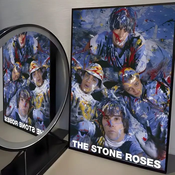 Affiche sur toile avec peinture et calligraphie de la groupe The S-Stone Roses, décoration murale po