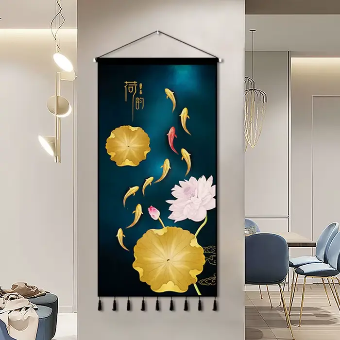 Tapisserie de Décoration Murale Suspendue en Tissu de Fond Chinois