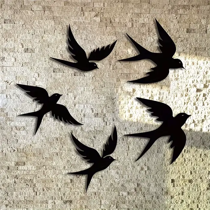 Ensemble de 5 panneaux muraux en forme d'hirondelle noire