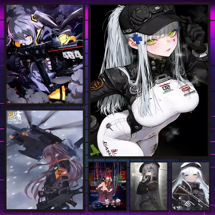 Affiche de jeu mobile RPG G-Girls Frontlines, art mural polyvalent HD imperméable, décor auto-adhésif pour tout espace, cadeau idéal