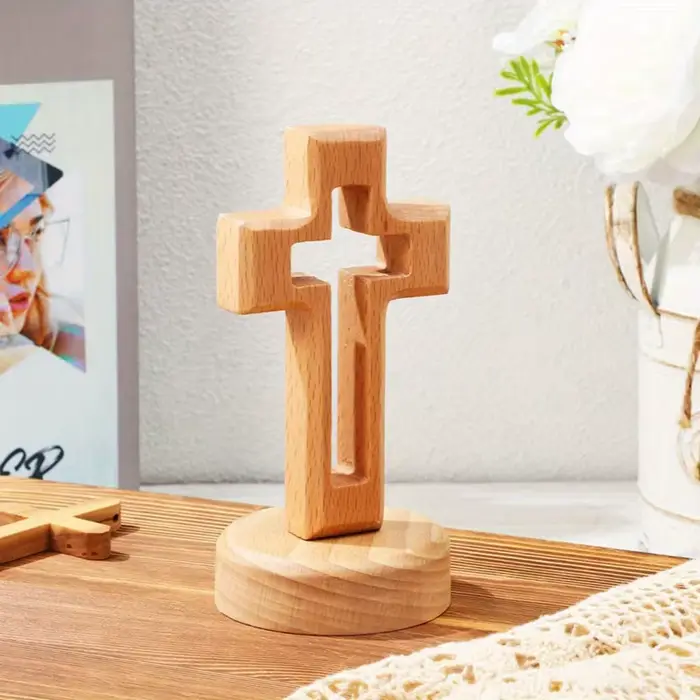Croix bois Crucifix debout jésus mur en bois religieux chrétien Table décoration cadeaux église sain