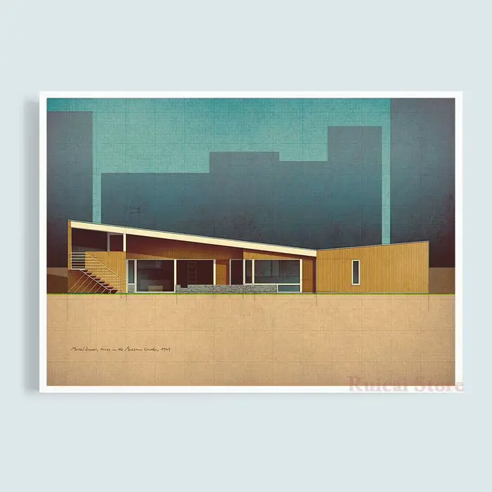 Affiche sur toile Maison de Marcel Breuer au Centre des Musées 1949