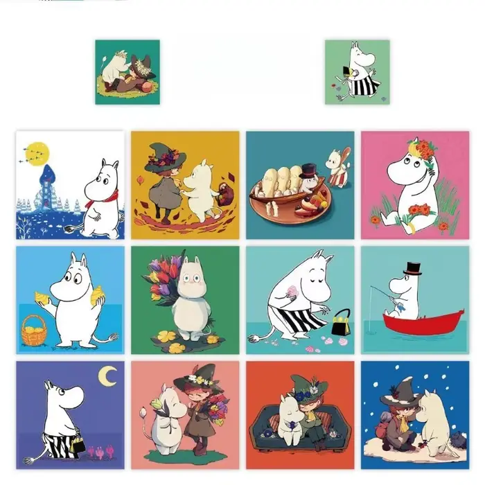 Autocollants Kawaii Anime Moomins Série 500 Pièces Personnages de Dessins Animés Mignons Créativité Impression HD DIY Coque de Téléphone Autocollant Graffiti
