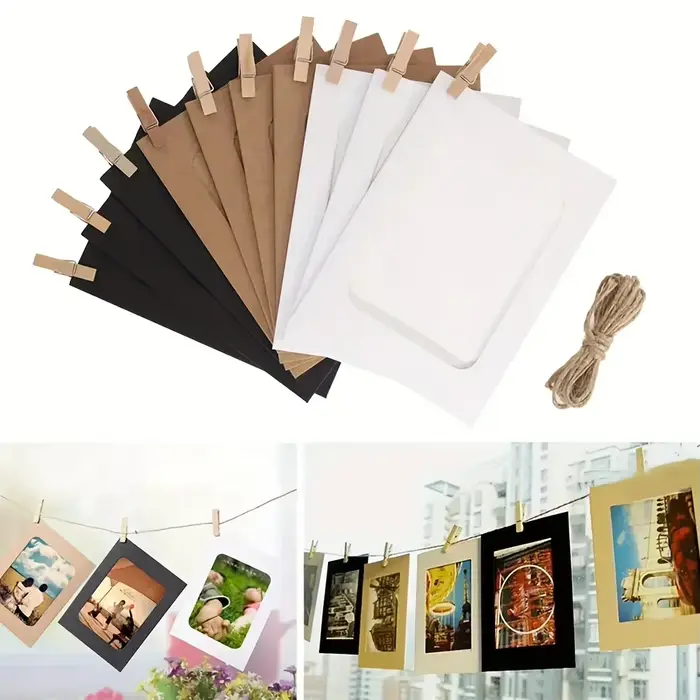 Cadre Photo en Carton avec Clips en Bois
