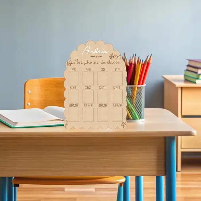 Tableau photo personnalisé pour école française - Bois 29