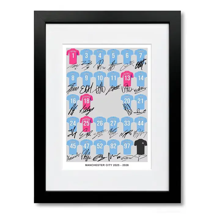 Décoration murale de l'équipe de l'Arsenal 2025-2026 - Collage encadré avec des maillots de joueurs 