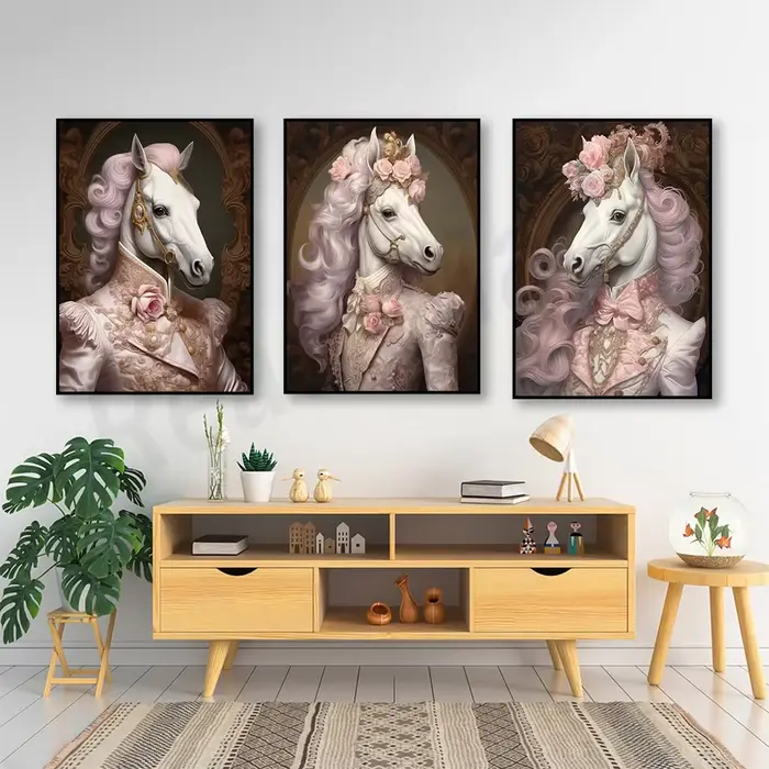 Magnifique cheval blanc avec cheveux roses