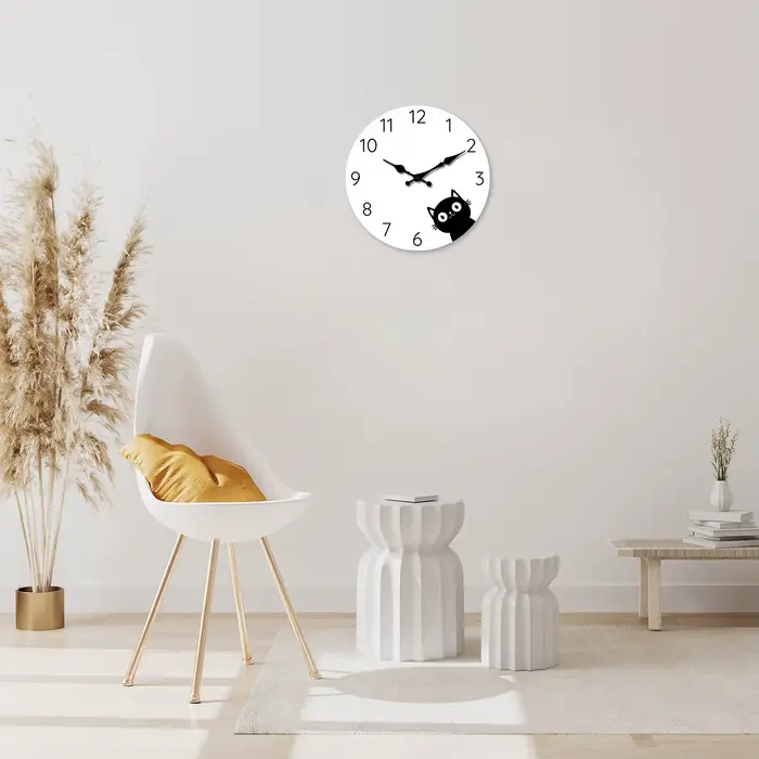 Horloge murale moderne en bois de chat noir Normcore salon chambre cuisine décoration de la maison