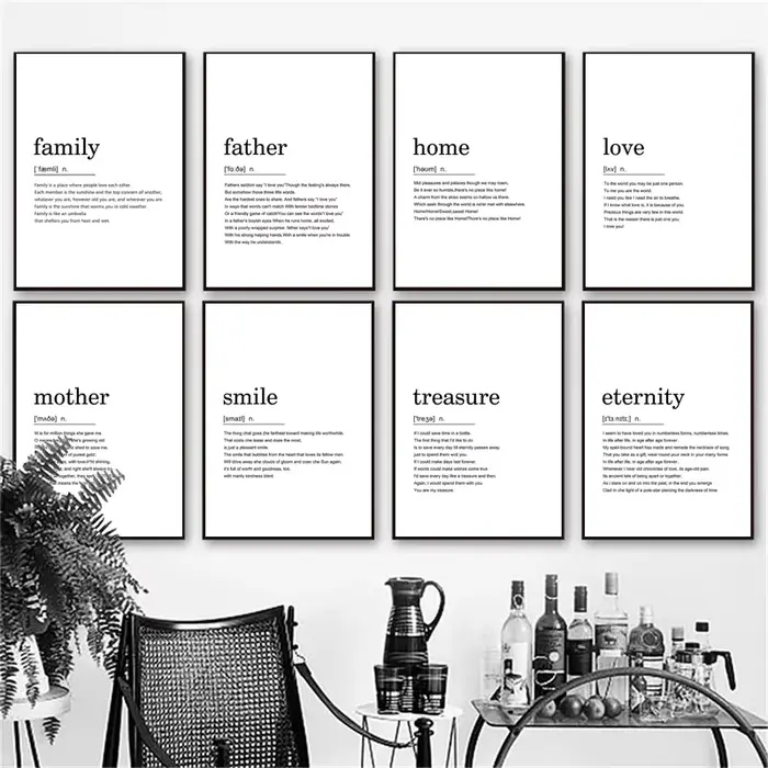 Affiches et College nordiques avec citations sur la définition de l'amour pour la maison