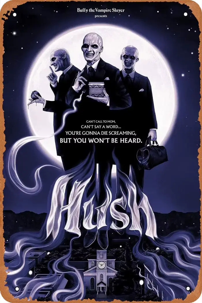 Affiche BUFFY Vampire Killer HUSH, logo rétro en étain, aspect rétro, panneau métallique, adapté aux