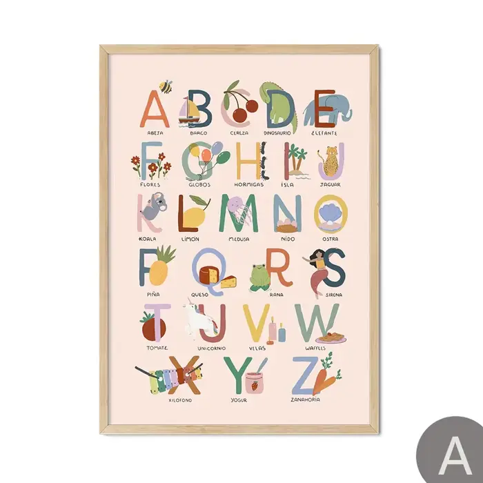 Affiches d'alphabet et de chiffres, art mural sur toile, impressions décoratives pour chambre d'enfa