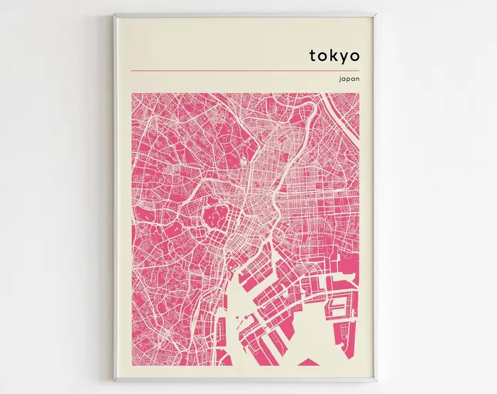 Affiches et College de cartes de la ville, peinture sur toile rose et blanche, Bangkok, Hambourg, Ch