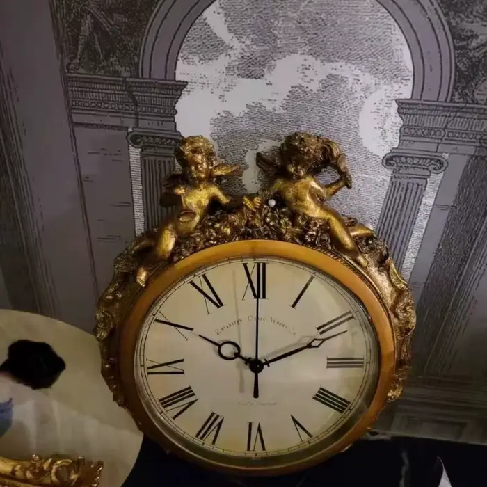 Horloge murale rétro européenne, décoration de salon, classique américain, nostalgique, restaurant, ange, ornements, cadeau