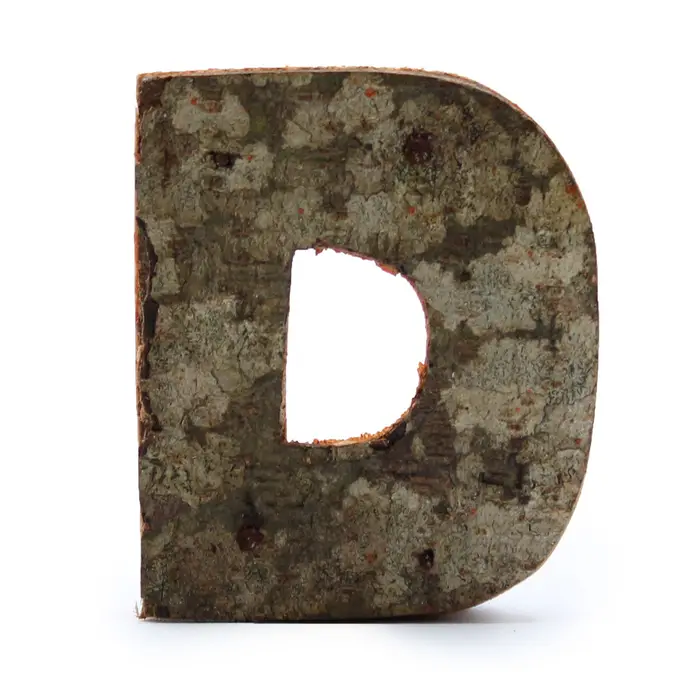 Rustic Bark Letter - D - 7cm