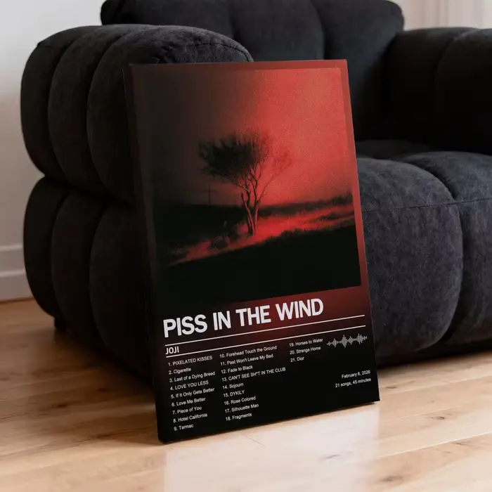 Peinture calligraphique Joji Piss In The Wind, cadre intérieur, couverture d'album, décoration mural