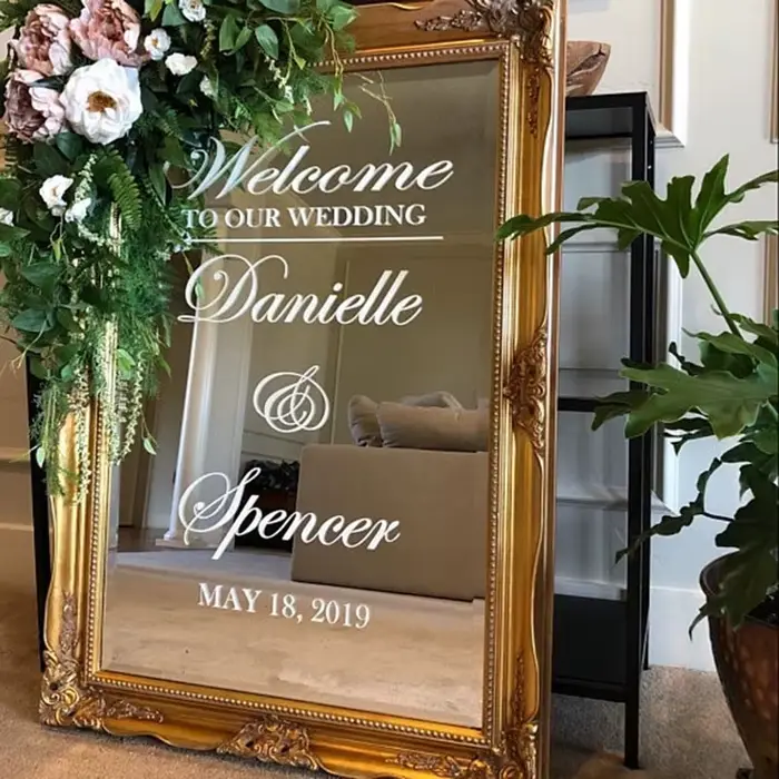 Miroir de bienvenue pour mariage en vinyle AZ657