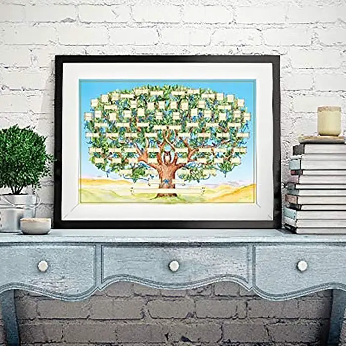 Tableau généalogique pour remplir un modèle d'arbre généalogique vide