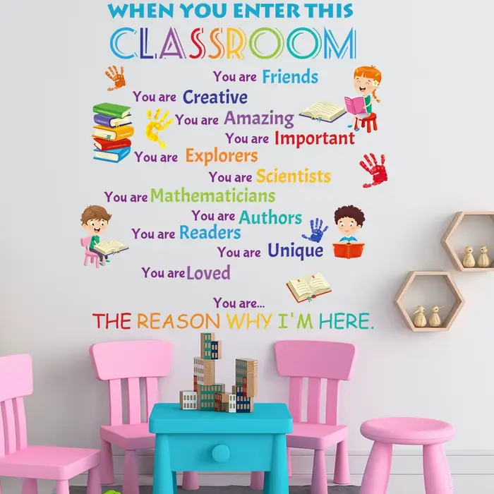 Stickers muraux inspirants avec lettres anglaises colorées