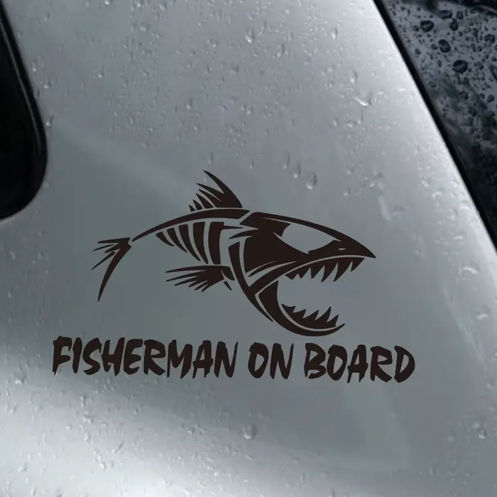 Autocollants de pêcheur de poisson squelette sur bateau, créatifs et amusants pour les fans et les amoureux de dessins animés, de haute qualité pour voitures, camions, motos et ordinateurs portables