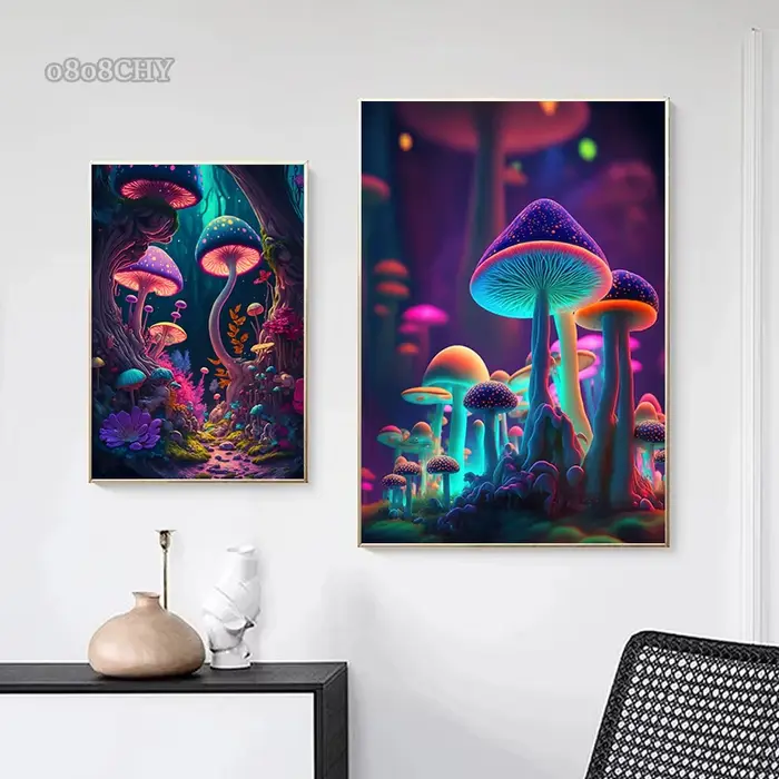 Champignons magiques toile impression affiches