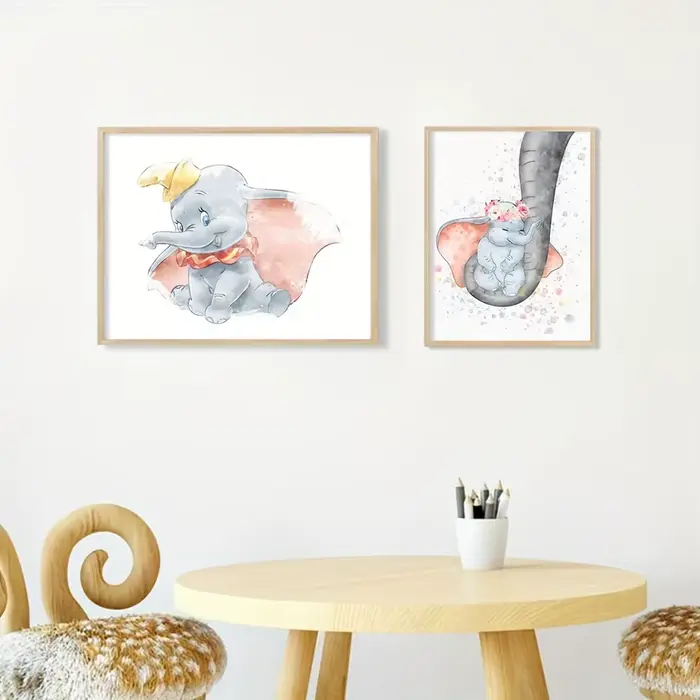 Affiches d'art Dumbo, impression aquarelle, dessin animé, bébé éléphant, citation Dumbo, peinture sur toile, décoration murale pour chambre d'enfant