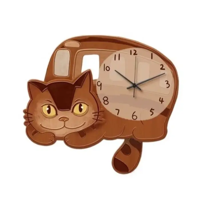 Horloges murales de dessin animé, pendule de salon, mécanisme silencieux, horloge intérieure moderne en forme de chat, décoration intérieure de la maison
