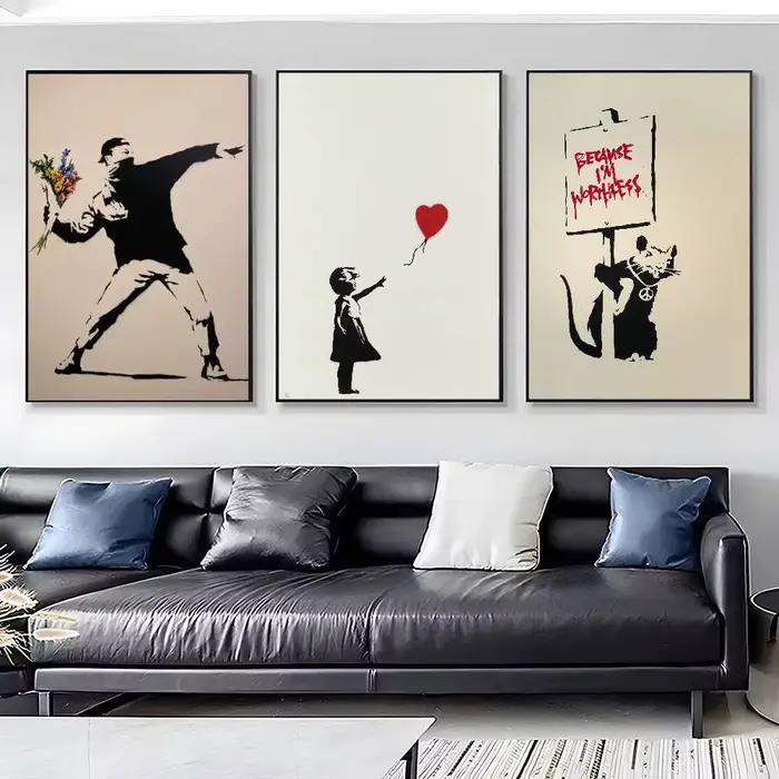 Banksy Street Graffiti affiche décorative HD art mur collant étanche maison salon chambre bar décoration esthétique