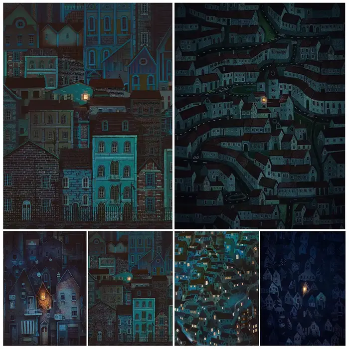 Affiches murales de Villa de construction de ville de maison de dessin animé