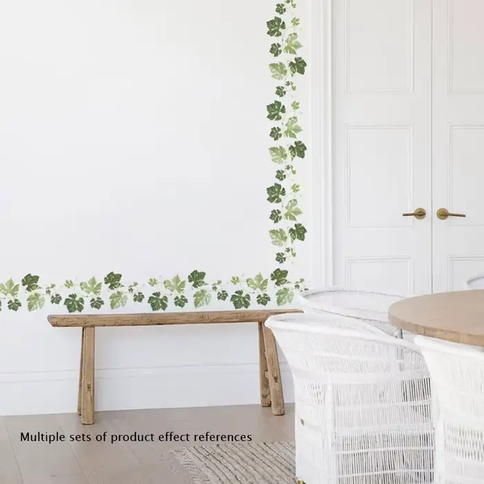 Autocollants muraux de plinthe motif feuille de vigne verte pour chambre et salon