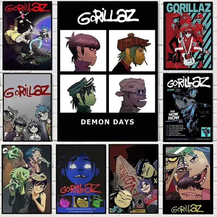Affiche de groupe de Rock de dessin animé virtuel Gorillaz