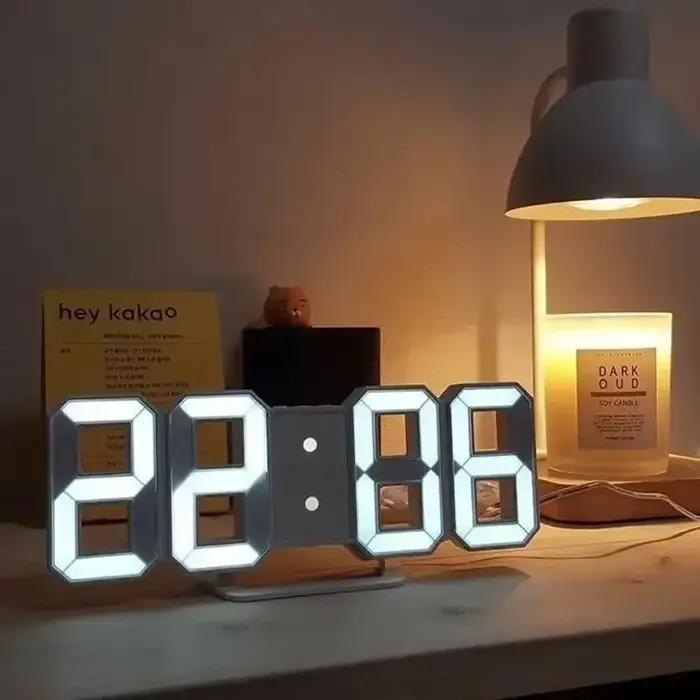 Table 3D LED réveil Date/température pour la maison cuisine bureaux horloge décoration jardin horloges