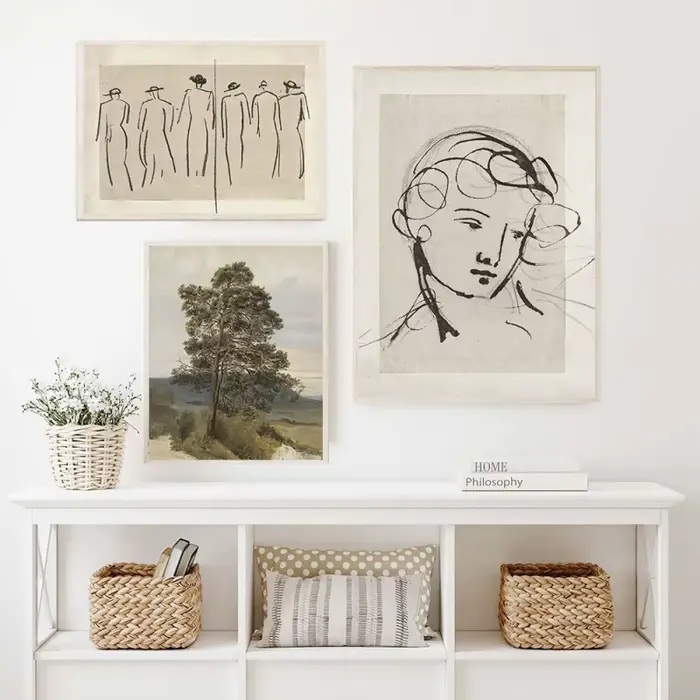 Paysage Mur Art Affiche Vintage Art Print Portrait Croquis Toile