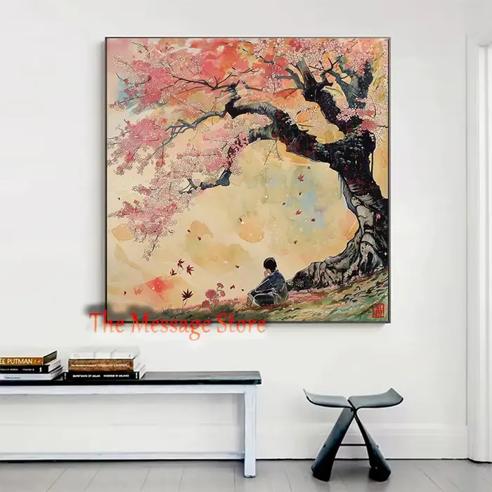 Affiche carrée rétro samouraï japonais