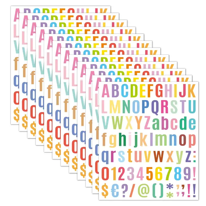 Autocollants de lettres colorées en vinyle auto-adhésif