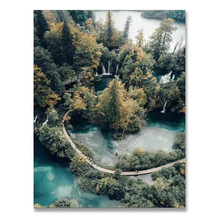 Affiche d'art mural de paysage naturel scandinave, impression de bateau de lac de montagne, peinture