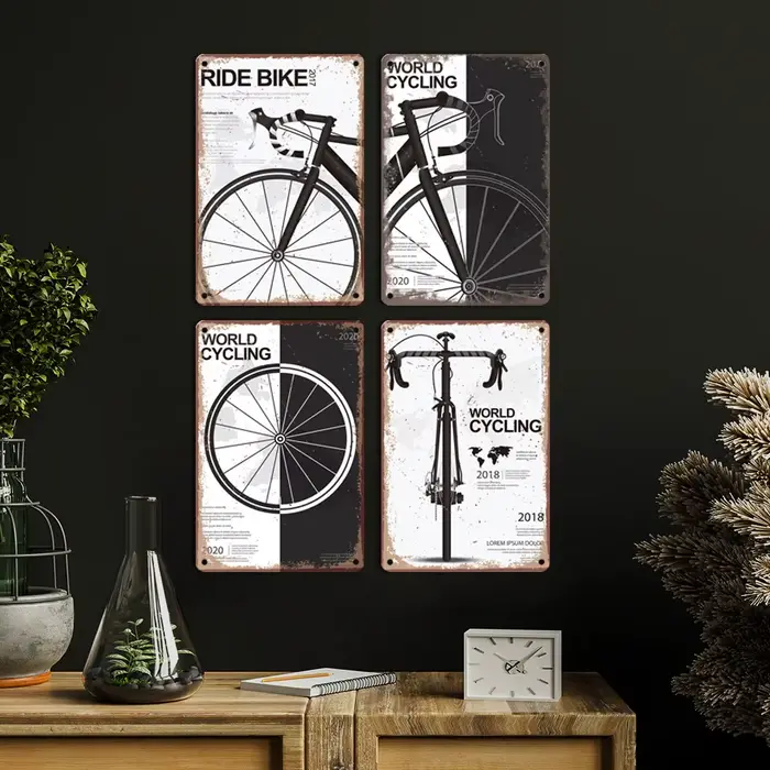 Panneaux Métalliques Rétro de Vélo