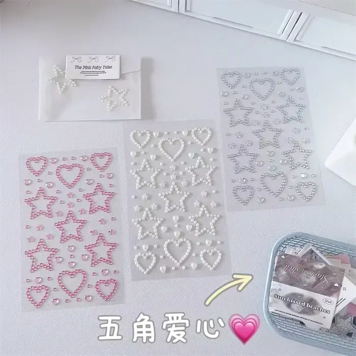 Autocollants 3D étoile coeur cristal pour enfants