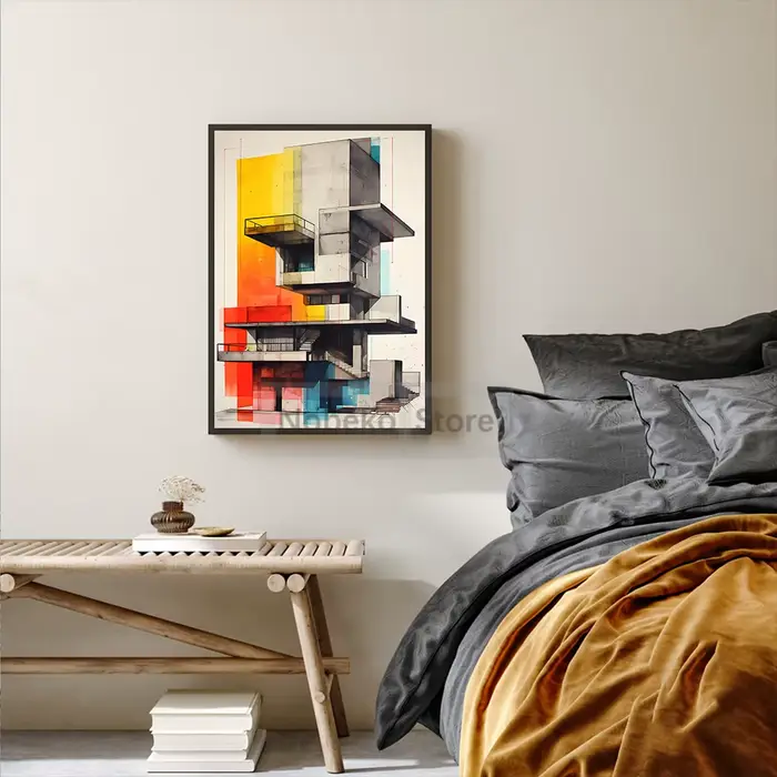Affiche d'architecture abstraite d'inspiration Le Corbusier
