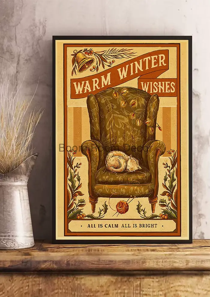 Affiches rétro de dessert de cacao de Noël, art vivant vintage, image de toile, cadeaux de décoration de bureau, peinture de décoration à la maison, 73
