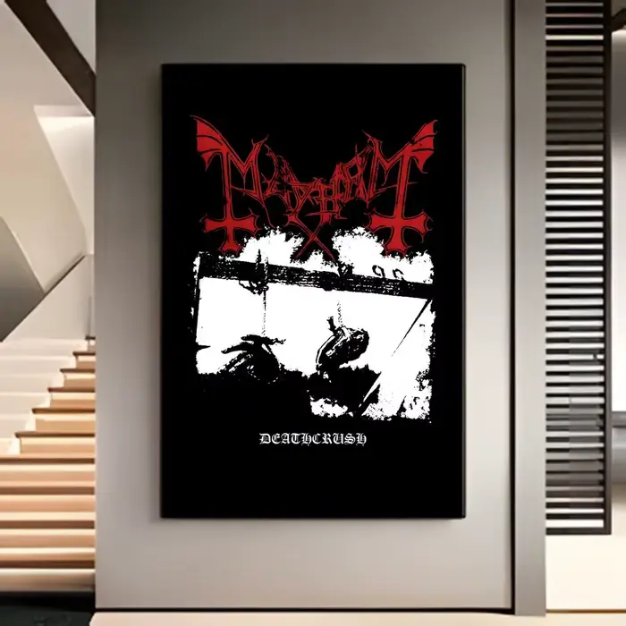 Affiche artistique du groupe de métal noir M-Mayhem